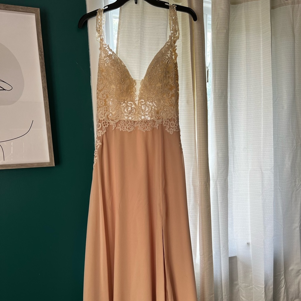 Wedding dress. JJHouses. Size US 10. Champagne. Never worn, tags on.